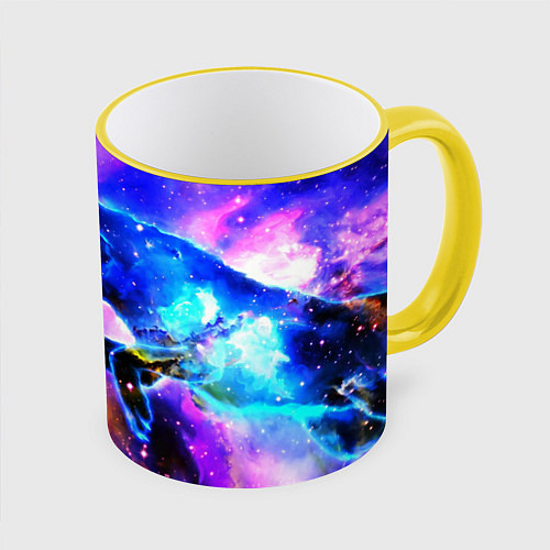 Кружка цветная Волки / 3D-Желтый кант – фото 1