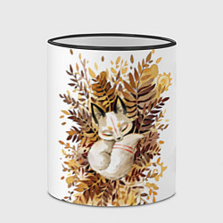 Кружка 3D Лисичка спит в листьях, цвет: 3D-черный кант — фото 2