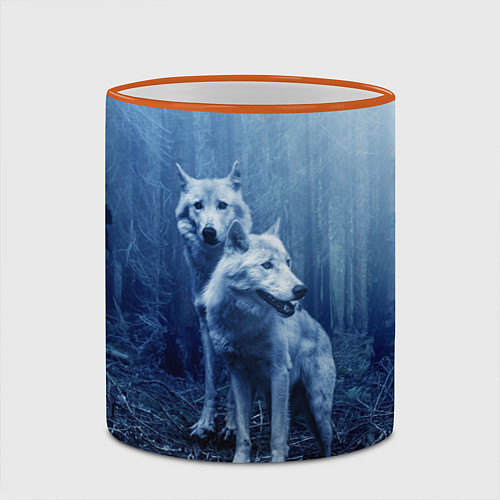 Кружка цветная Волки / 3D-Оранжевый кант – фото 2
