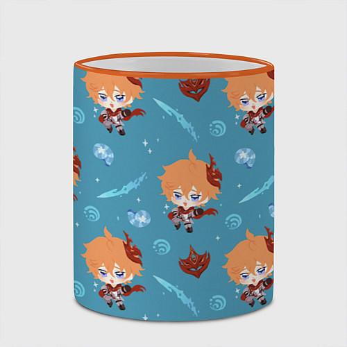 Кружка цветная Чиби Чайльд / 3D-Оранжевый кант – фото 2