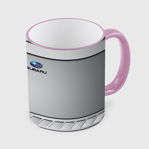 Кружка цветная SUBARU СУБАРУ / 3D-Розовый кант – фото 1