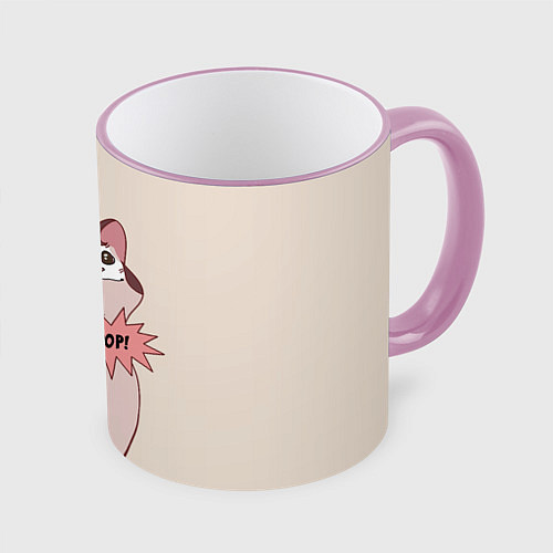 Кружка цветная Pop Cat / 3D-Розовый кант – фото 1