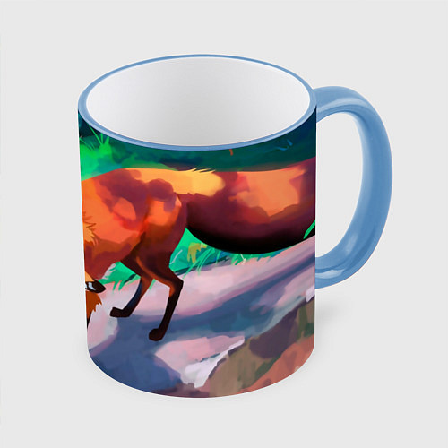 Кружка цветная Лисичка / 3D-Небесно-голубой кант – фото 1