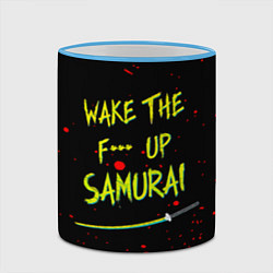 Кружка 3D WAKE THE F*** UP SAMURAI, цвет: 3D-небесно-голубой кант — фото 2