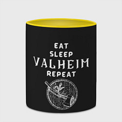 Кружка 3D Eat Sleep Valheim Repeat, цвет: 3D-белый + желтый — фото 2