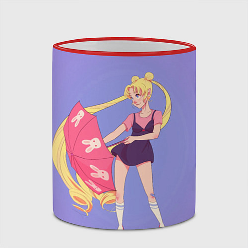 Кружка цветная Sailor Moon Сейлор Мун / 3D-Красный кант – фото 2