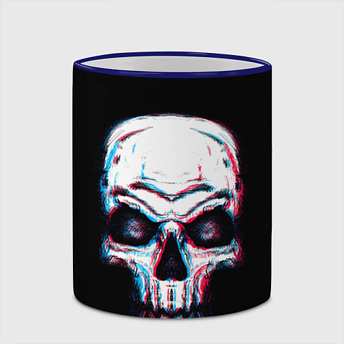 Кружка цветная Glitch Skull / 3D-Синий кант – фото 2