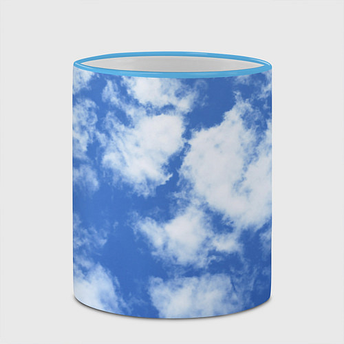 Кружка цветная ОБЛАКА / 3D-Небесно-голубой кант – фото 2