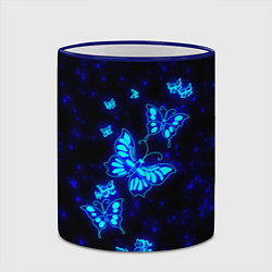 Кружка 3D Неоновые бабочки, цвет: 3D-синий кант — фото 2