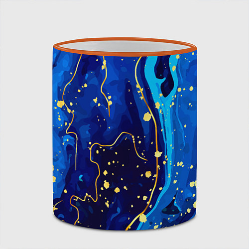 Кружка цветная СИНИЙ ГРАНИТ / 3D-Оранжевый кант – фото 2