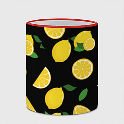 Кружка 3D Лимоны на чёрном, цвет: 3D-красный кант — фото 2