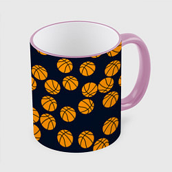Кружка 3D Баскетбольные мячи, цвет: 3D-розовый кант