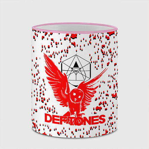 Кружка цветная Deftones / 3D-Розовый кант – фото 2
