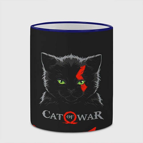 Кружка цветная Cat of war / 3D-Синий кант – фото 2