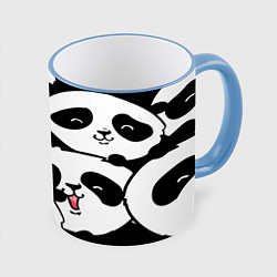 Кружка 3D Панды, цвет: 3D-небесно-голубой кант