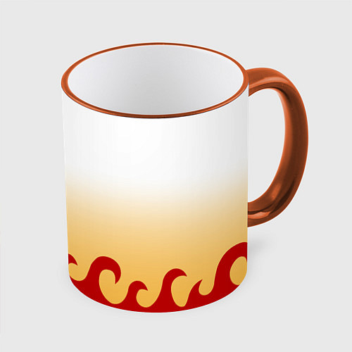 Кружка цветная ШИНДЖУРО РЕНГОКУ KNY / 3D-Оранжевый кант – фото 1