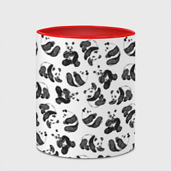 Кружка 3D Акварельные панды паттерн, цвет: 3D-белый + красный — фото 2