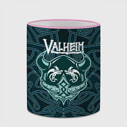 Кружка 3D Valheim шлем с рогами, цвет: 3D-розовый кант — фото 2