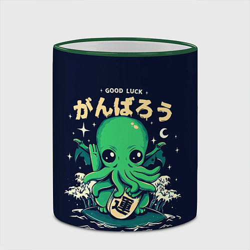 Кружка цветная Cthulhu Good Luck / 3D-Зеленый кант – фото 2