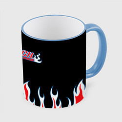 Кружка 3D BLEACH FLAME БЛИЧ ПЛАМЯ, цвет: 3D-небесно-голубой кант