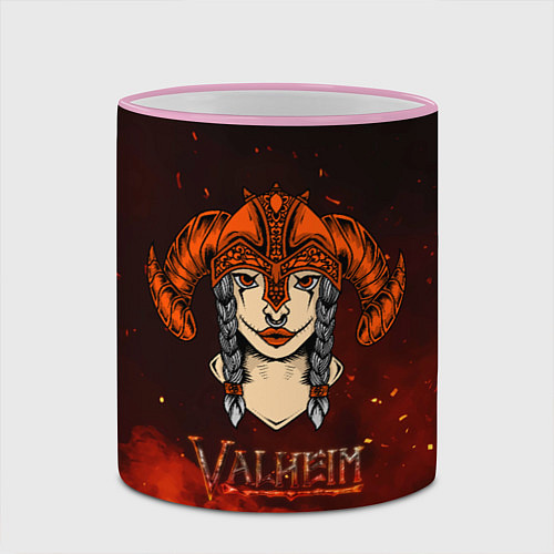 Кружка цветная Valheim девушка воин / 3D-Розовый кант – фото 2