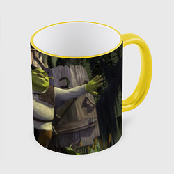 Кружка 3D Shrek: Somebody Once Told Me, цвет: 3D-желтый кант