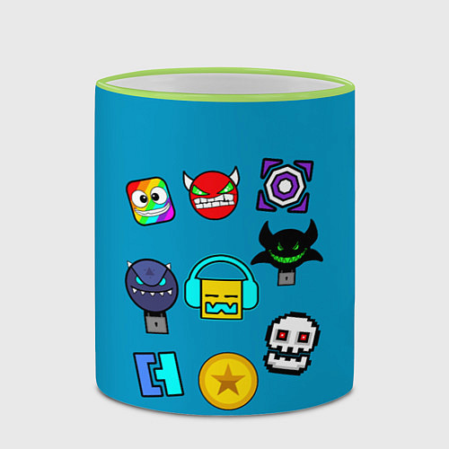Кружка цветная Geometry Dash: Icons / 3D-Светло-зеленый кант – фото 2