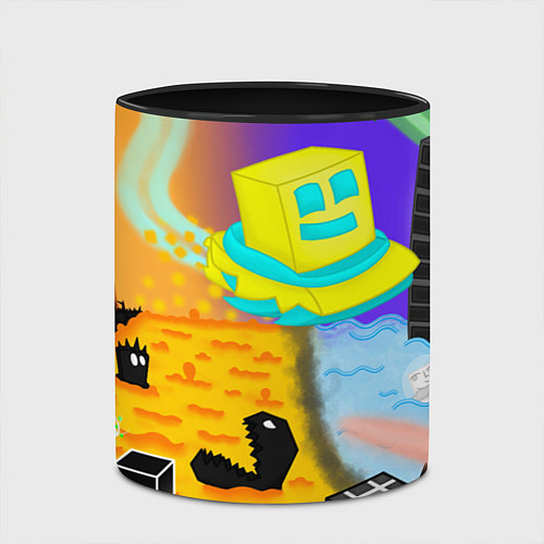 Кружка цветная Geometry Dash: RobTop Z / 3D-Белый + черный – фото 2