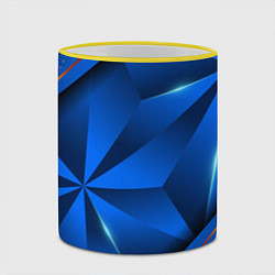 Кружка 3D 3D абстрактные фигуры BLUE, цвет: 3D-желтый кант — фото 2