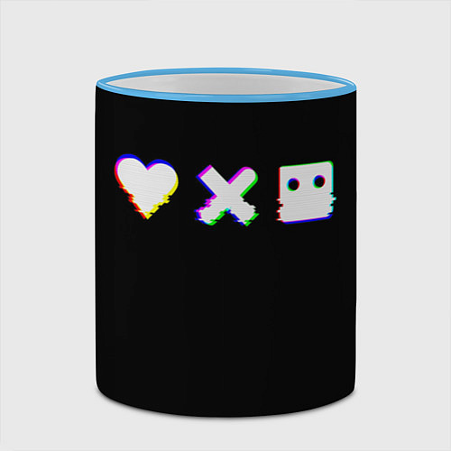 Кружка цветная Love Death and Robots Glitch / 3D-Небесно-голубой кант – фото 2