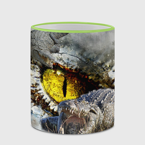 Кружка цветная Глаз крокодила / 3D-Светло-зеленый кант – фото 2