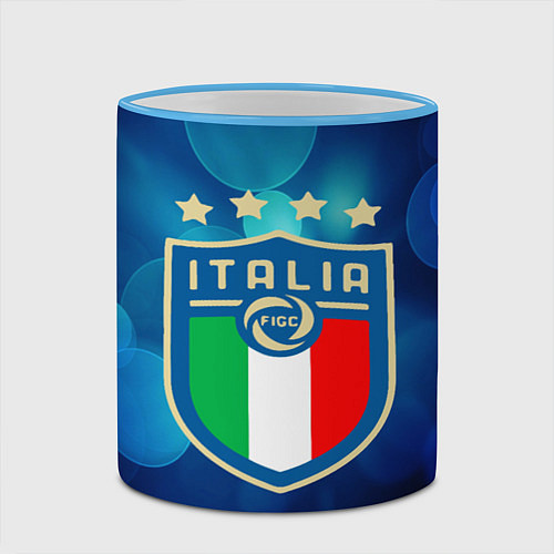 Кружка цветная Сборная Италии / 3D-Небесно-голубой кант – фото 2