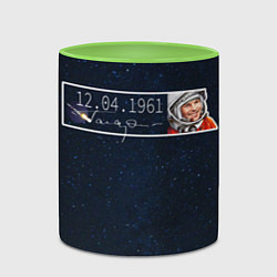 Кружка 3D Гагарин автограф, цвет: 3D-белый + светло-зеленый — фото 2