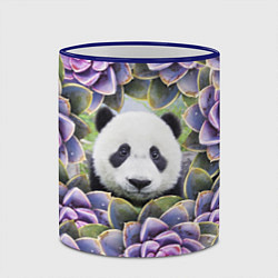 Кружка 3D Панда среди цветов, цвет: 3D-синий кант — фото 2