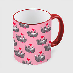 Кружка 3D Пиксельные котики, цвет: 3D-красный кант