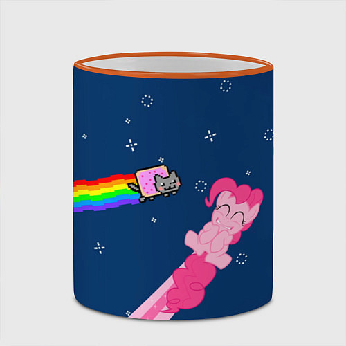 Кружка цветная Nyan cat x Pony / 3D-Оранжевый кант – фото 2