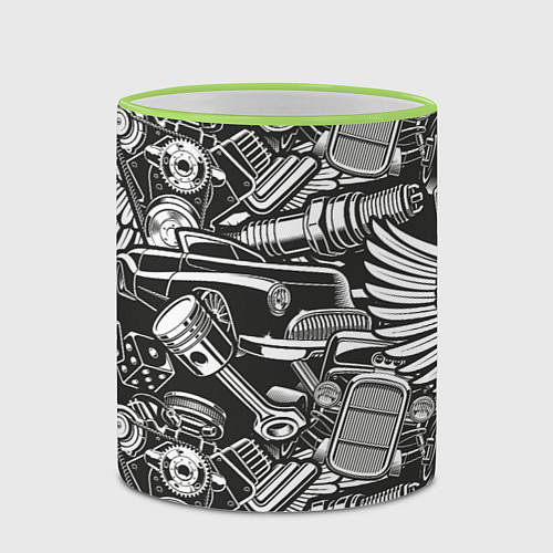 Кружка цветная Механика Автомобиль / 3D-Светло-зеленый кант – фото 2