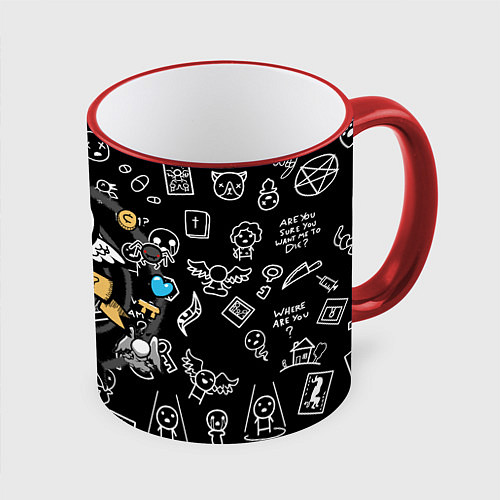 Кружка цветная THE BINDING OF ISAAC ЖЕРТВА / 3D-Красный кант – фото 1