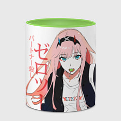 Кружка 3D Zero Two, Darling in the Franx, цвет: 3D-белый + светло-зеленый — фото 2