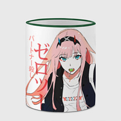 Кружка 3D Zero Two, Darling in the Franx, цвет: 3D-зеленый кант — фото 2