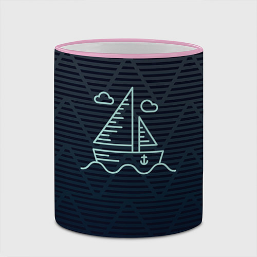 Кружка цветная Парусная лодка / 3D-Розовый кант – фото 2