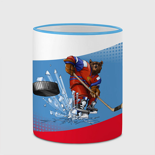Кружка цветная Русский хоккей / 3D-Небесно-голубой кант – фото 2