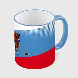Кружка 3D Русский хоккей, цвет: 3D-небесно-голубой кант