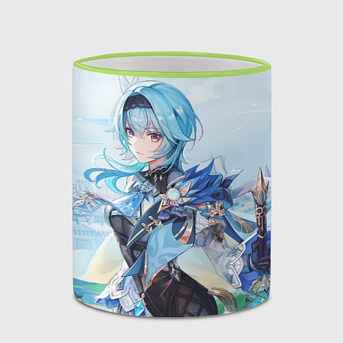 Кружка цветная Eula Genshin Impact / 3D-Светло-зеленый кант – фото 2