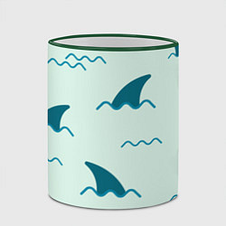 Кружка 3D Плавники акул, цвет: 3D-зеленый кант — фото 2