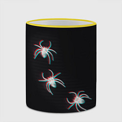 Кружка 3D ПАУКИ ГЛИТЧ GLITCH SPIDERS, цвет: 3D-желтый кант — фото 2