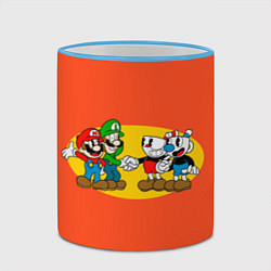Кружка 3D CupHead x Mario, цвет: 3D-небесно-голубой кант — фото 2