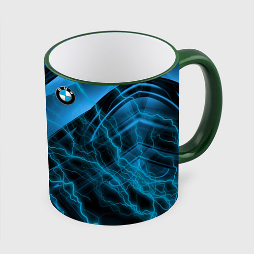 Кружка цветная BMW / 3D-Зеленый кант – фото 1