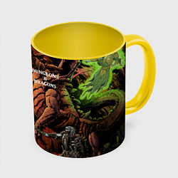 Кружка 3D Dungeons and Dragons Схватка, цвет: 3D-белый + желтый