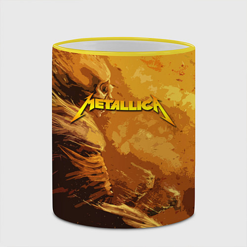 Кружка цветная Metallica Music / 3D-Желтый кант – фото 2
